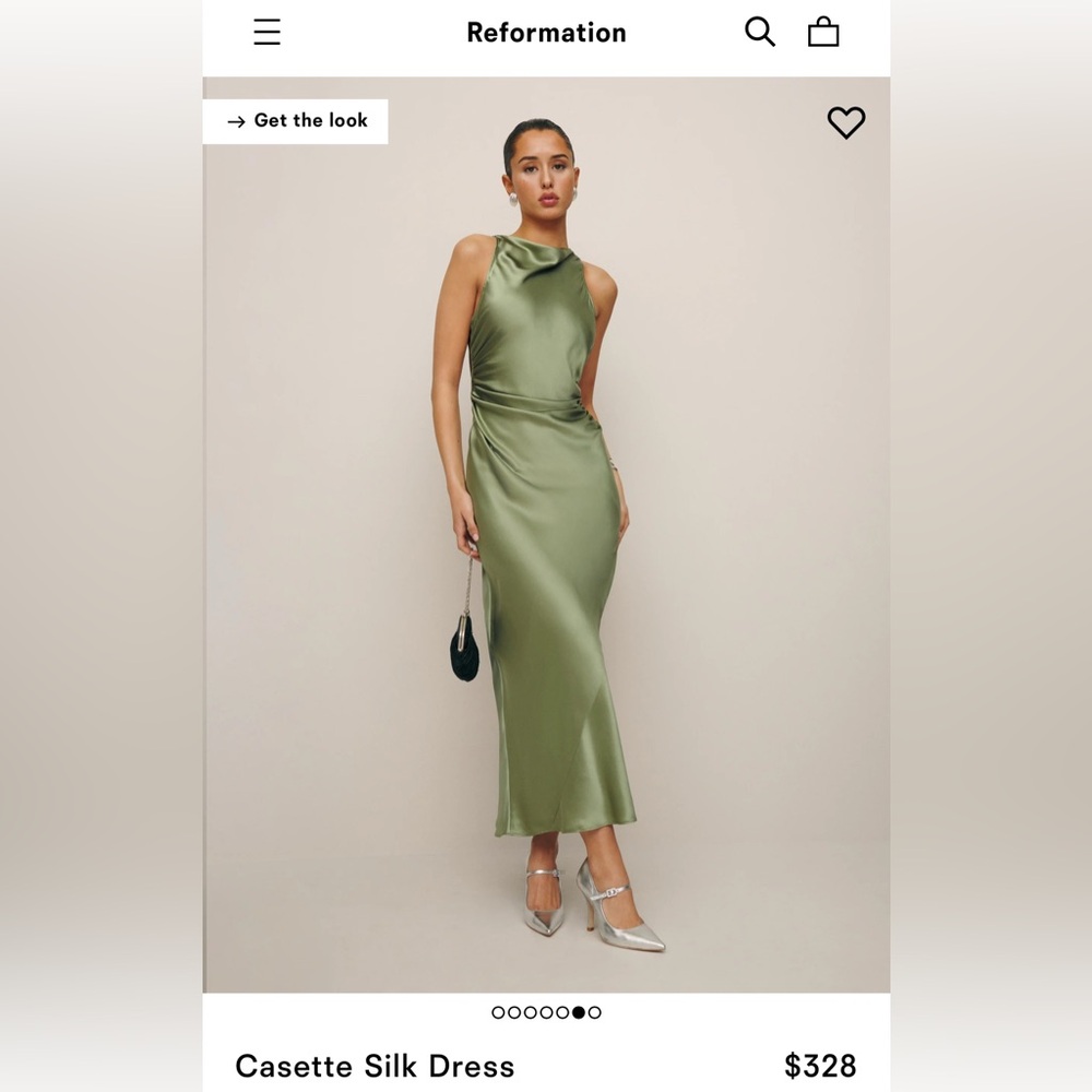 Reformation Casette Silk Dress -Artichoke size 10